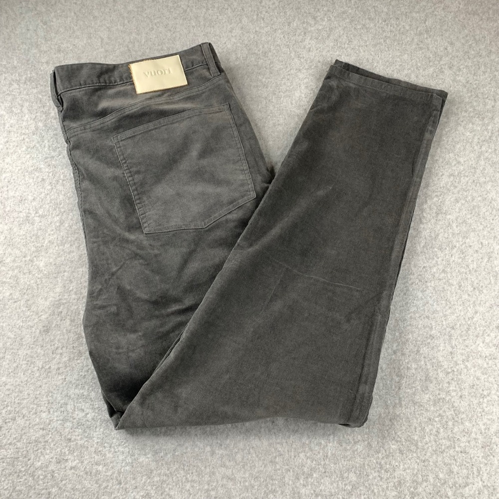 Vuori Corduroy Pants Mens 40 Gray Straight Leg 5-Pocket Stretch Casual Trousers